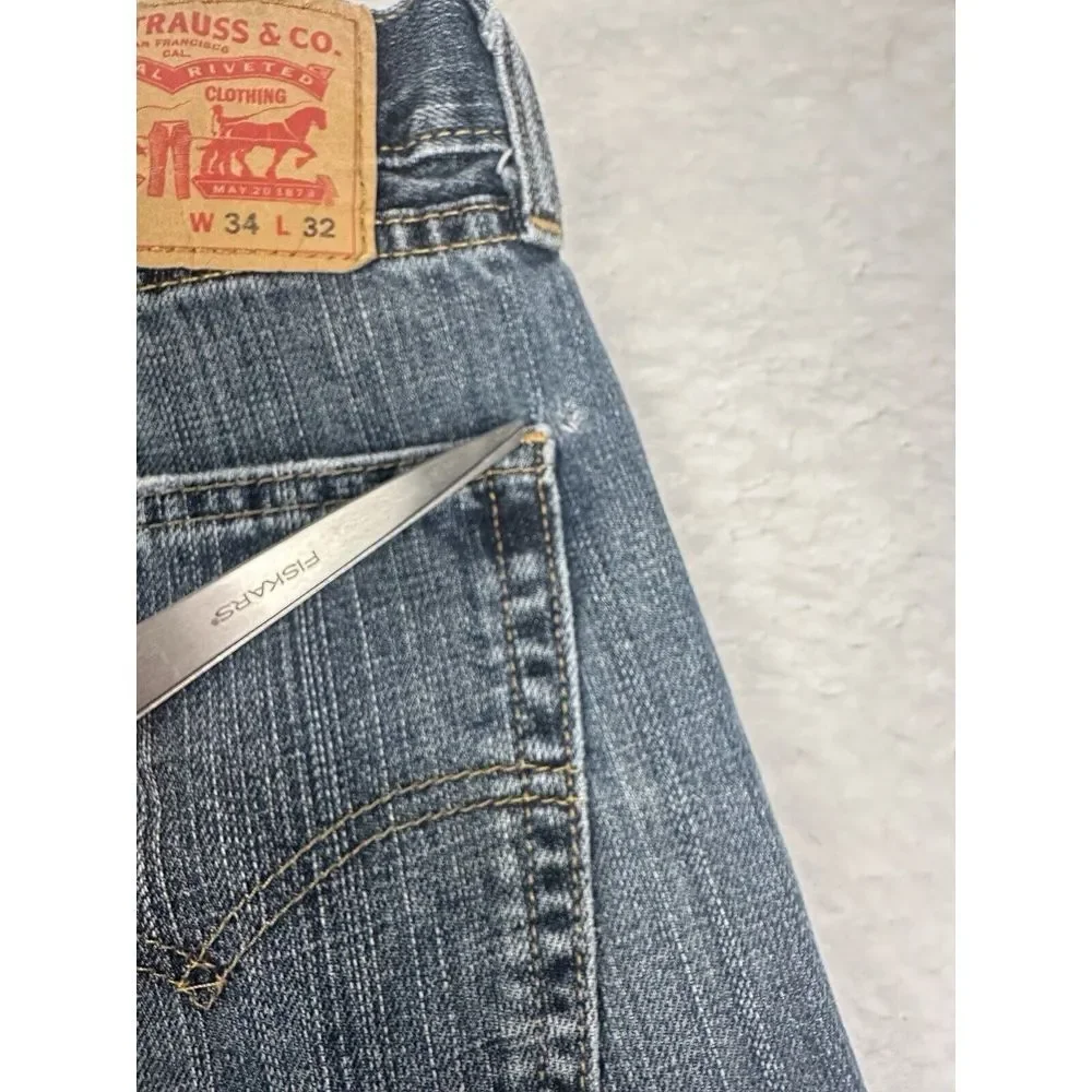 Levis 505 Jeans Men's 34x32 (Fits 35x31) Blue Denim Regular Fit‎ Straight Leg